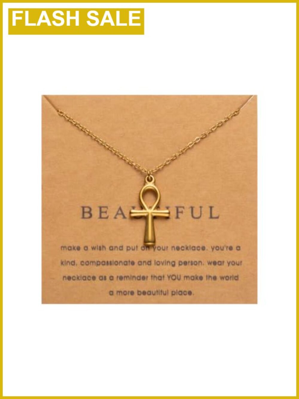 18k Gold Plated Stainless Steel Ankh Necklace Dainty Charm